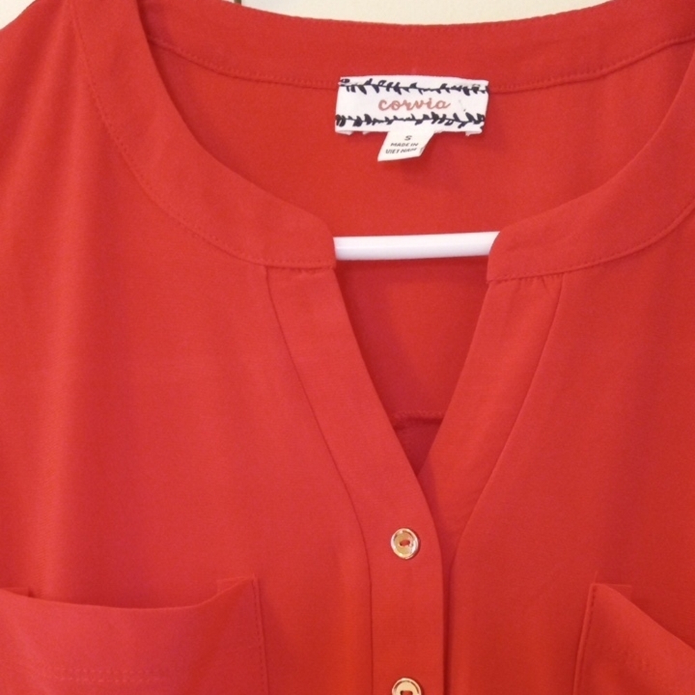 Sleeveless Orange Split-Neck Pocket Camisole NWT - image 3